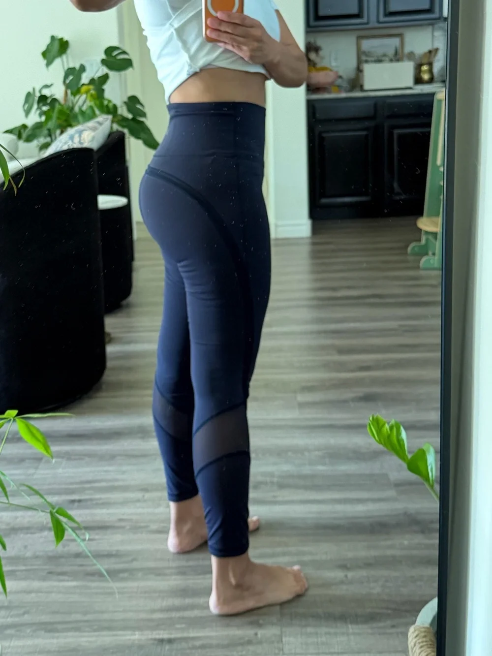 lululemon athletica Navy Mesh-Inset High-Rise Leggings